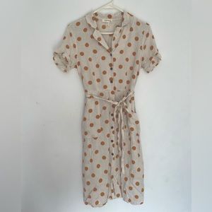 Polka Dot Ruffle Sleeve Midi Dress with pockets